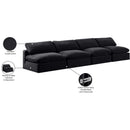  Manufacturer Color_Black -- Comfy 156" Black Velvet Upholstered 4 pc Armless Modular Sofa IMAGE 10