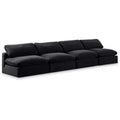 Manufacturer Color_Black -- Comfy 156" Black Velvet Upholstered 4 pc Armless Modular Sofa IMAGE 1