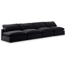  Manufacturer Color_Black -- Comfy 156" Black Velvet Upholstered 4 pc Armless Modular Sofa IMAGE 1
