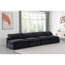  Manufacturer Color_Black -- Comfy 156" Black Velvet Upholstered 4 pc Armless Modular Sofa IMAGE 2