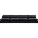  Manufacturer Color_Black -- Comfy 156" Black Velvet Upholstered 4 pc Armless Modular Sofa IMAGE 4
