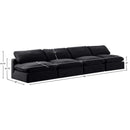  Manufacturer Color_Black -- Comfy 156" Black Velvet Upholstered 4 pc Armless Modular Sofa IMAGE 9