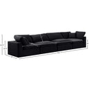  Manufacturer Color_Black -- Comfy 158" Black Velvet Upholstered 4 pc Modular Sofa IMAGE 10