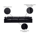  Manufacturer Color_Black -- Comfy 158" Black Velvet Upholstered 4 pc Modular Sofa IMAGE 11