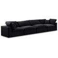 Manufacturer Color_Black -- Comfy 158" Black Velvet Upholstered 4 pc Modular Sofa IMAGE 1