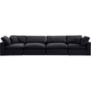  Manufacturer Color_Black -- Comfy 158" Black Velvet Upholstered 4 pc Modular Sofa IMAGE 4