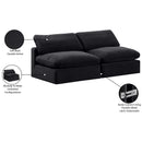  Manufacturer Color_Black -- Comfy 78" Black Velvet Upholstered 2 pc Armless Modular Loveseat IMAGE 10
