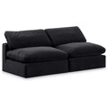  Manufacturer Color_Black -- Comfy 78" Black Velvet Upholstered 2 pc Armless Modular Loveseat IMAGE 1