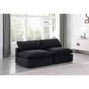  Manufacturer Color_Black -- Comfy 78" Black Velvet Upholstered 2 pc Armless Modular Loveseat IMAGE 2