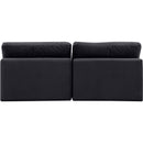  Manufacturer Color_Black -- Comfy 78" Black Velvet Upholstered 2 pc Armless Modular Loveseat IMAGE 3