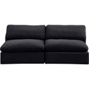  Manufacturer Color_Black -- Comfy 78" Black Velvet Upholstered 2 pc Armless Modular Loveseat IMAGE 4