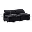  Manufacturer Color_Black -- Comfy 78" Black Velvet Upholstered 2 pc Armless Modular Loveseat IMAGE 9