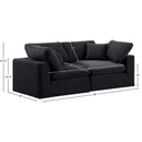  Manufacturer Color_Black -- Comfy 80" Black Velvet Upholstered 2 pc Modular Loveseat IMAGE 10