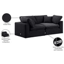  Manufacturer Color_Black -- Comfy 80" Black Velvet Upholstered 2 pc Modular Loveseat IMAGE 11