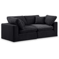  Manufacturer Color_Black -- Comfy 80" Black Velvet Upholstered 2 pc Modular Loveseat IMAGE 1