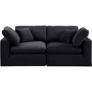  Manufacturer Color_Black -- Comfy 80" Black Velvet Upholstered 2 pc Modular Loveseat IMAGE 4
