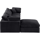  Manufacturer Color_Black -- Comfy 119" Black Velvet Upholstered 4 pc Modular Sectional IMAGE 10