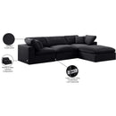  Manufacturer Color_Black -- Comfy 119" Black Velvet Upholstered 4 pc Modular Sectional IMAGE 16