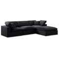  Manufacturer Color_Black -- Comfy 119" Black Velvet Upholstered 4 pc Modular Sectional IMAGE 1
