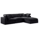  Manufacturer Color_Black -- Comfy 119" Black Velvet Upholstered 4 pc Modular Sectional IMAGE 1