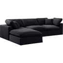  Manufacturer Color_Black -- Comfy 119" Black Velvet Upholstered 4 pc Modular Sectional IMAGE 2