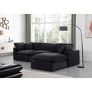  Manufacturer Color_Black -- Comfy 119" Black Velvet Upholstered 4 pc Modular Sectional IMAGE 4