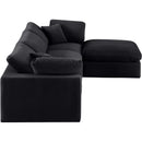  Manufacturer Color_Black -- Comfy 119" Black Velvet Upholstered 4 pc Modular Sectional IMAGE 9