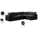  Manufacturer Color_Black -- Comfy 119" Black Velvet Upholstered 4 pc Modular Sectional IMAGE 16