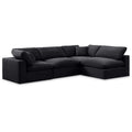  Manufacturer Color_Black -- Comfy 119" Black Velvet Upholstered 4 pc Modular Sectional IMAGE 1