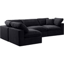  Manufacturer Color_Black -- Comfy 119" Black Velvet Upholstered 4 pc Modular Sectional IMAGE 2