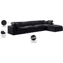  Manufacturer Color_Black -- Comfy 158" Black Velvet Upholstered 5 pc Modular Sectional IMAGE 16