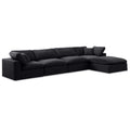  Manufacturer Color_Black -- Comfy 158" Black Velvet Upholstered 5 pc Modular Sectional IMAGE 1