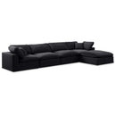  Manufacturer Color_Black -- Comfy 158" Black Velvet Upholstered 5 pc Modular Sectional IMAGE 1