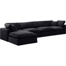  Manufacturer Color_Black -- Comfy 158" Black Velvet Upholstered 5 pc Modular Sectional IMAGE 2