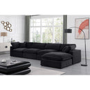  Manufacturer Color_Black -- Comfy 158" Black Velvet Upholstered 5 pc Modular Sectional IMAGE 4