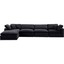  Manufacturer Color_Black -- Comfy 158" Black Velvet Upholstered 5 pc Modular Sectional IMAGE 7