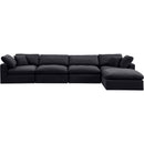  Manufacturer Color_Black -- Comfy 158" Black Velvet Upholstered 5 pc Modular Sectional IMAGE 8