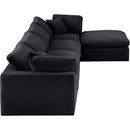  Manufacturer Color_Black -- Comfy 158" Black Velvet Upholstered 5 pc Modular Sectional IMAGE 9