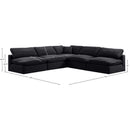  Manufacturer Color_Black -- Comfy 118" Black Velvet Upholstered 5 pc Modular Sectional IMAGE 10