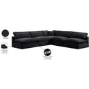  Manufacturer Color_Black -- Comfy 118" Black Velvet Upholstered 5 pc Modular Sectional IMAGE 11