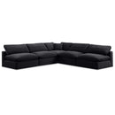  Manufacturer Color_Black -- Comfy 118" Black Velvet Upholstered 5 pc Modular Sectional IMAGE 1