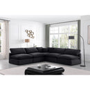  Manufacturer Color_Black -- Comfy 118" Black Velvet Upholstered 5 pc Modular Sectional IMAGE 2