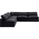  Manufacturer Color_Black -- Comfy 118" Black Velvet Upholstered 5 pc Modular Sectional IMAGE 5
