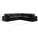  Manufacturer Color_Black -- Comfy 119" Black Velvet Upholstered 5 pc Modular Sectional IMAGE 10