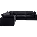  Manufacturer Color_Black -- Comfy 119" Black Velvet Upholstered 5 pc Modular Sectional IMAGE 5