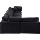  Manufacturer Color_Black -- Comfy 158" Black Velvet Upholstered 5 pc Modular Sectional IMAGE 10