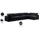  Manufacturer Color_Black -- Comfy 158" Black Velvet Upholstered 5 pc Modular Sectional IMAGE 16