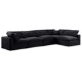  Manufacturer Color_Black -- Comfy 158" Black Velvet Upholstered 5 pc Modular Sectional IMAGE 1