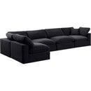  Manufacturer Color_Black -- Comfy 158" Black Velvet Upholstered 5 pc Modular Sectional IMAGE 2