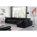  Manufacturer Color_Black -- Comfy 158" Black Velvet Upholstered 5 pc Modular Sectional IMAGE 4